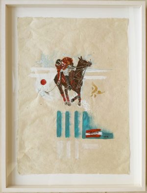 SNOWPOLO, 2018 , Acryl und Graphit auf Hanfpapier, 62 x 82 cm, gerahmt, hinter Glas